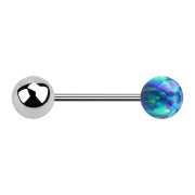 Micro Barbell argent avec boule et boule opale bleu
