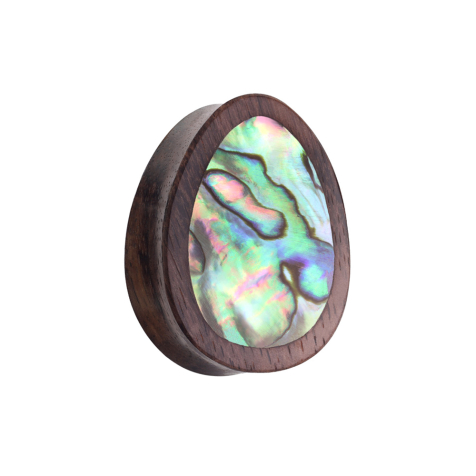 Flared plug drop with mother-of-pearl insert made of sono wood