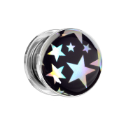 Flesh Plug silber Sterne