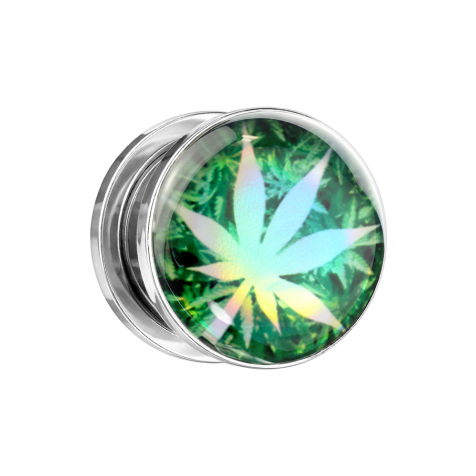 Foglia di canapa argentata con tappo di carne