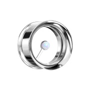 Flared tunnel silver with opal