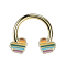 Micro Circular Barbell Cuore arcobaleno placcato oro 14 ct