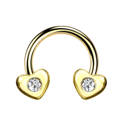 Micro Circular Barbell Cuore placcato oro 14k con cristallo