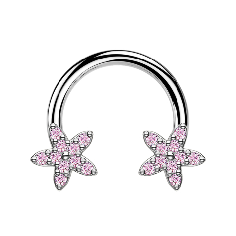Micro Circular Barbell silber Kristallstern pink
