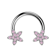 Micro Circular Barbell silber Kristallstern pink