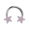 Micro Circular Barbell silber Kristallstern pink