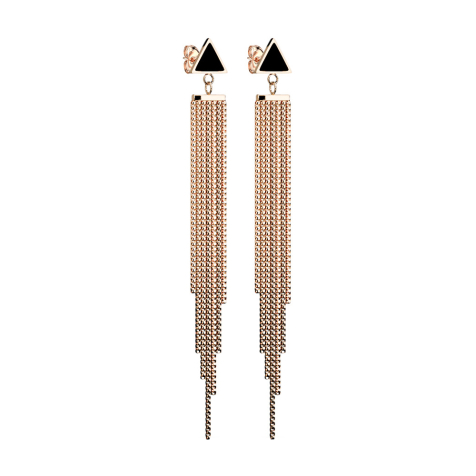 Stud earrings rose gold pendant shield chain