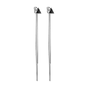 Stud earrings silver triangle black pendant chain
