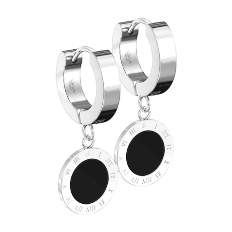 Boucles doreilles à clapet argent pendentif rond Chiffre romain