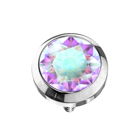 Dermal Anchor silver with crystal multicolor