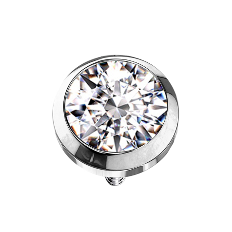 Dermal Anchor silver with crystal silver