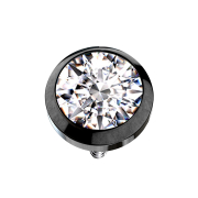 Dermal Anchor noir avec cristal argenté