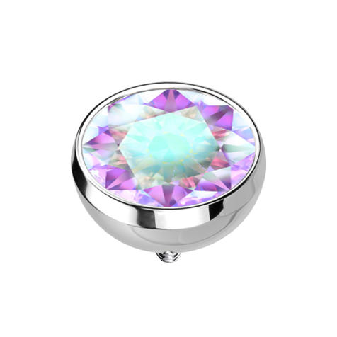 Dermal Anchor demi-sphère argentée avec cristal multicolore