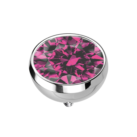 Dermal Anchor demi-sphère argentée avec cristal rose