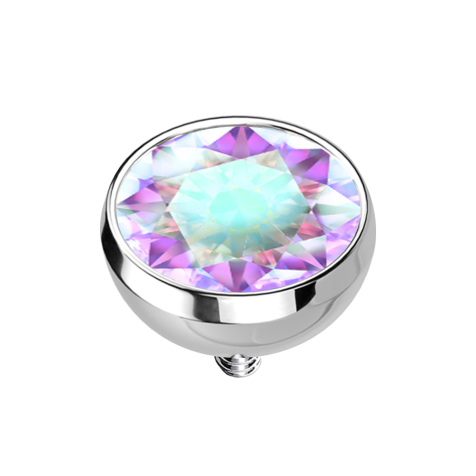 Dermal Anchor Halbkugel silber mit Kristall multicolor