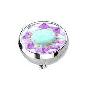 Dermal Anchor Halbkugel silber mit Kristall multicolor