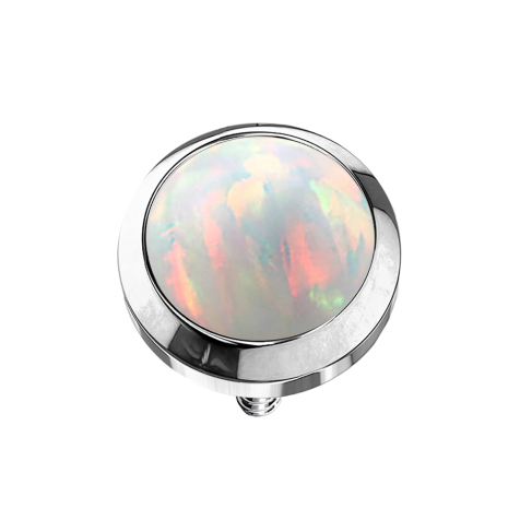 Dermal Anchor silber mit Opal weiss