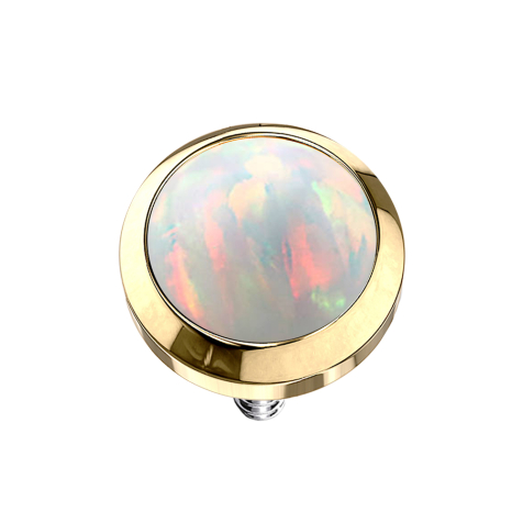 Gold-plated dermal anchor with white opal