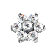 Dermal Anchor fleur cristal argenté