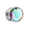 Flesh plug silver with large multicolor crystal