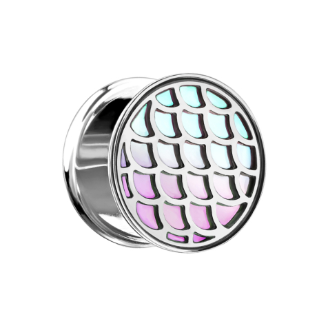 Tappo svasato in argento con scaglie di pesce