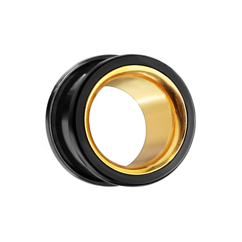 Flesh Tunnel nero con parte interna dorata