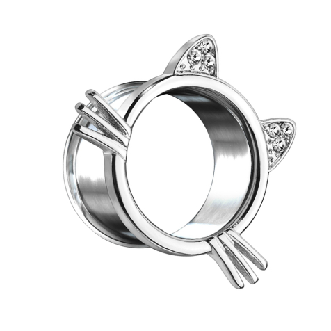 Flared Tunnel silber Katze