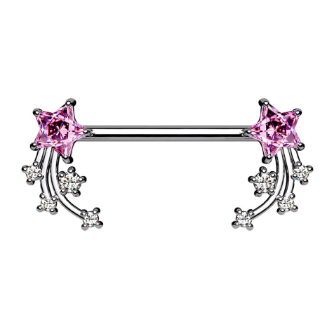 Barbell silver shooting star pink