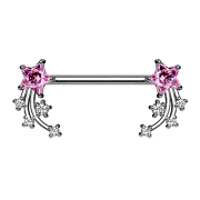 Barbell silver shooting star pink