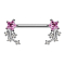 Barbell silver shooting star pink