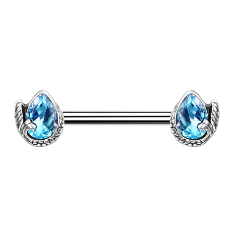 Barbell argent sirène goutte de cristal aqua