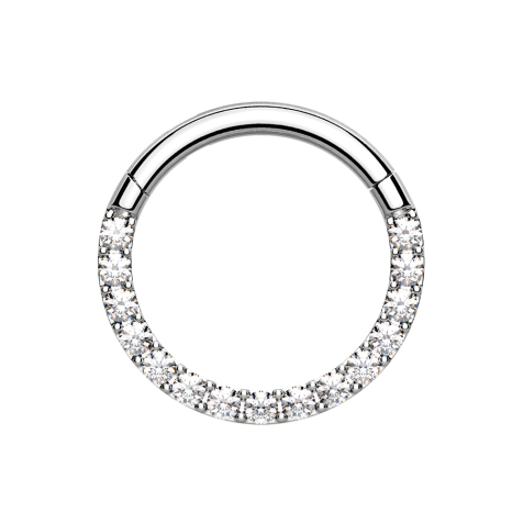 Micro segment ring hinged silver front crystals silver