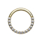 Micro anneau segment pliable doré front cristaux argentés