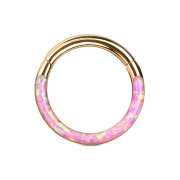 Anello a micro segmenti incernierato in oro rosa con...