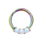 Micro segment ring hinged colored three opal balls white