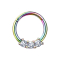 Micro anneau segment pliable coloré trois cristaux argent