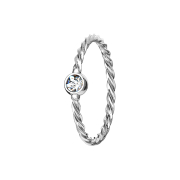 Micro piercing anneau tressé argenté avec...