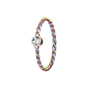 Micro piercing anneau tressé coloré avec...