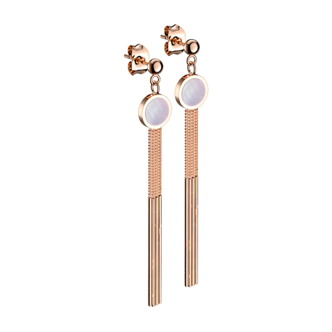 Ohrstecker rosegold mit Kugel Anhänger Perlmutt mit Kette