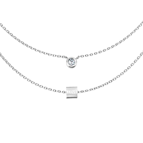 Chaîne argent pendentif cristal et cube