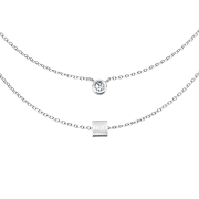 Chaîne argent pendentif cristal et cube