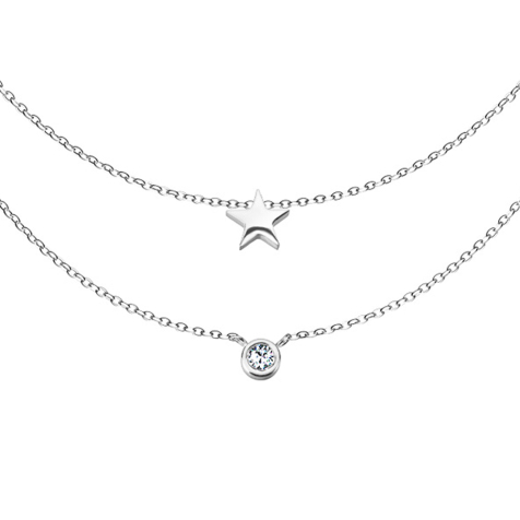 Kette silber Anhänger Kristall und Stern