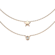 Chaîne or rose pendentif cristal et étoile