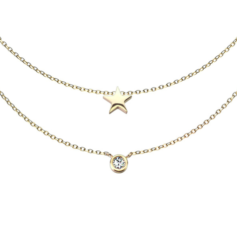 Chaîne plaquée or pendentif cristal et étoile