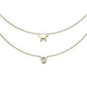 Kette vergoldet Anhänger Kristall und Stern