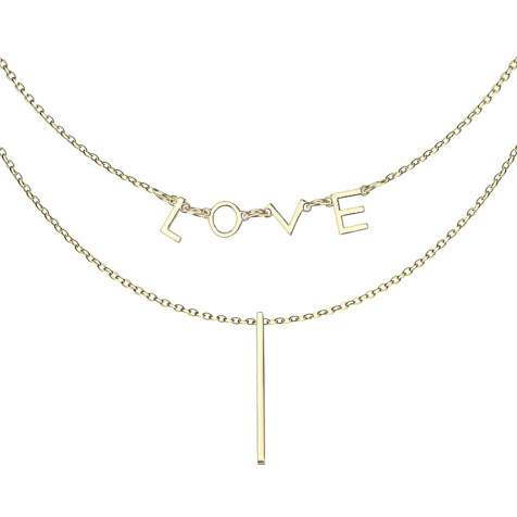 Chaîne plaquée or pendentif LOVE et poutre