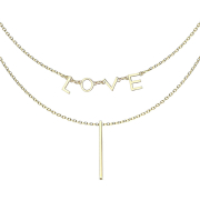 Chaîne plaquée or pendentif LOVE et poutre