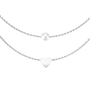 Collana in argento con ciondolo di perle e cuore