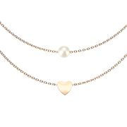 Necklace rose gold pendant pearl and heart