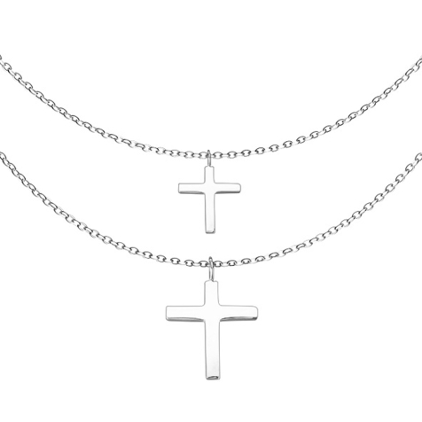 Chaîne argent pendentif double croix